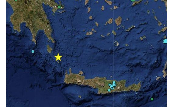 Σεισμός 5,4 Ρίχτερ ανοιχτά των Αντικυθήρων