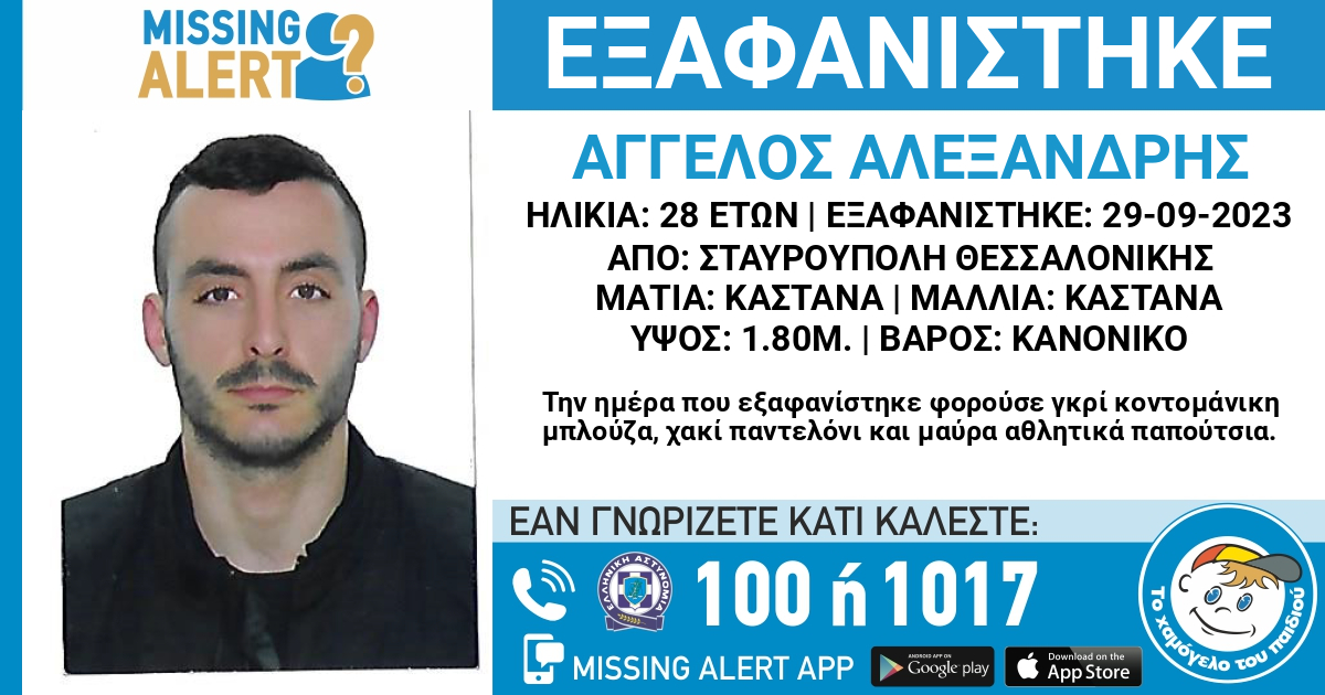 Χαμόγελο του παιδιού: Εξαφανίστηκε 28χρονος στη Θεσσαλονίκη – Σε κίνδυνο η ζωή του