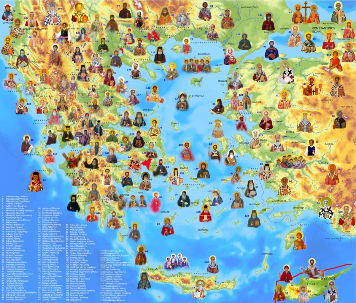 Δες σε έναν χάρτη όλους τους Αγίους σε Ελλάδα και Κύπρο