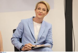 Η Εκπρόσωπος Τύπου της ΝΔ, Αλεξάνδρα Σδούκου.